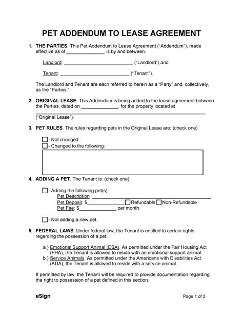 free printable pet addendum lease.